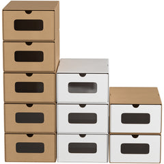 SWANEW Aufbewahrungsboxen mit Sichtfenster & Schublade, Faltbare Schuhboxen, Stapelbar Allzweckbox