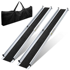 SWANEW Rollstuhlrampe, Aluminium Auffahrrampe Rampe Rollstuhl, Teleskoprampe