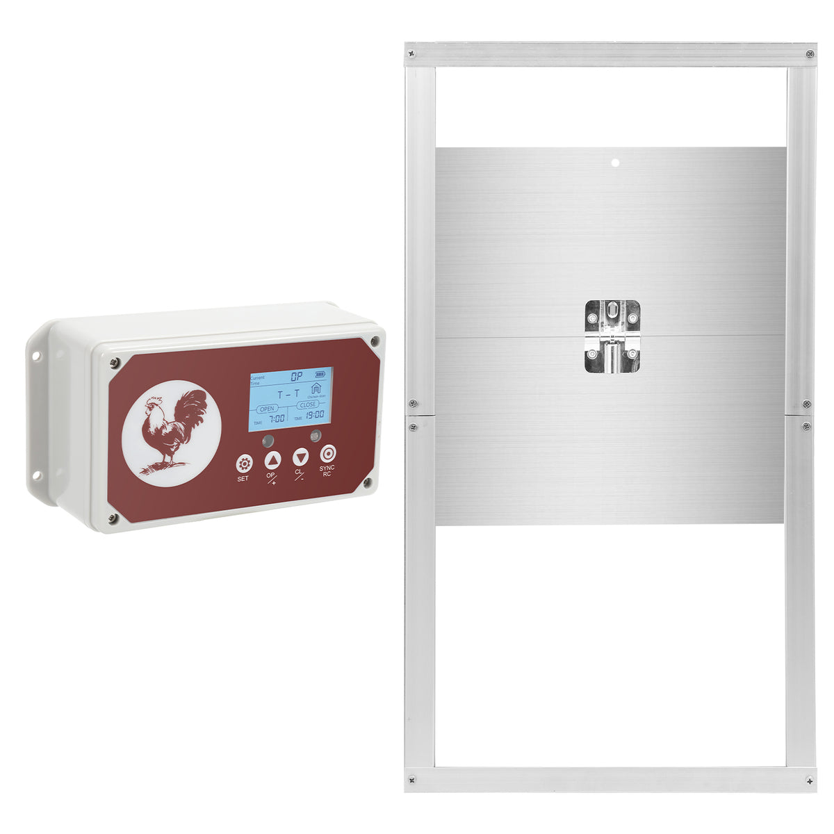 SWANEW Automatische Hühnerklappe Hühnertür Elektrische Hühnerklappe Hühnerhaus Chicken-Door mit Lichtsensor, Zeitschaltuhr, LED Display