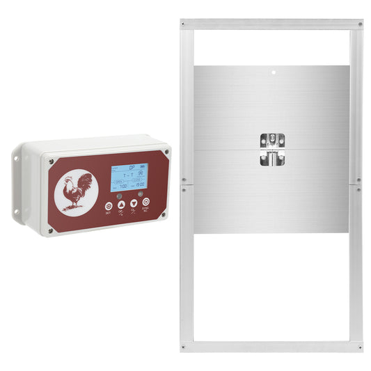 SWANEW Automatische Hühnerklappe Hühnertür Elektrische Hühnerklappe Hühnerhaus Chicken-Door mit Lichtsensor, Zeitschaltuhr, LED Display