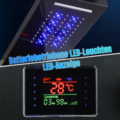 SWANEW LED Duschpaneel, Regendusche Duschsystem, 5-in-1, mit Temperaturanzeige, Edelstahl Duschsäule