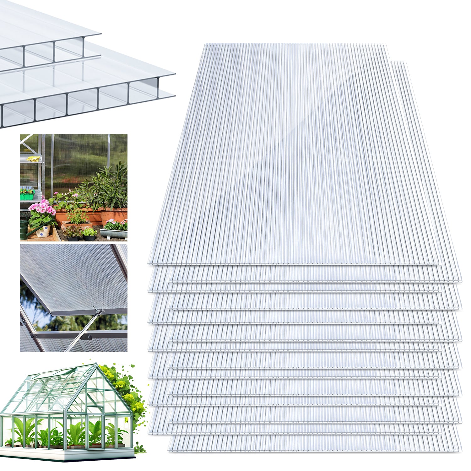 4mm Polycarbonat Hohlkammerstegplatte 10,25 m² Transparent