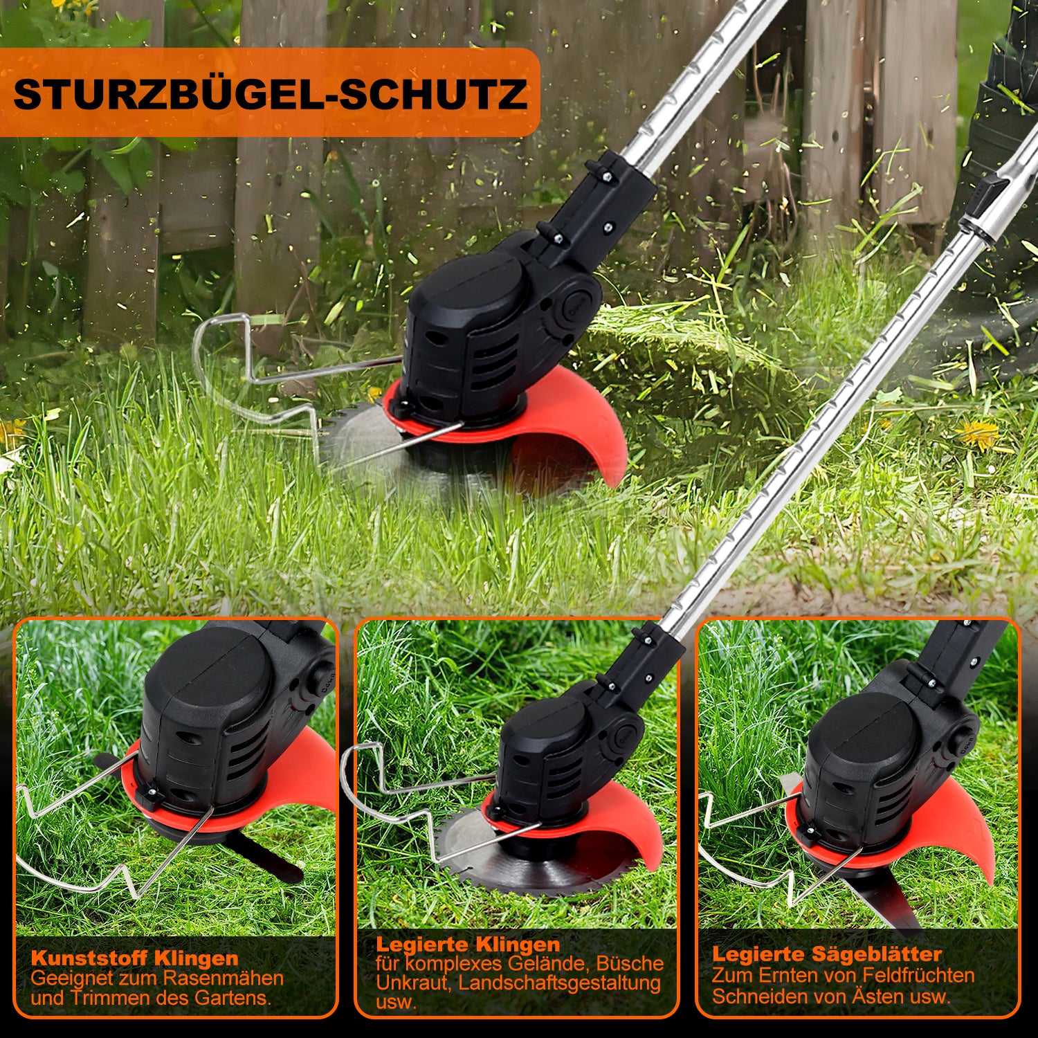 Akku Rasentrimmer mit 2 Akkus