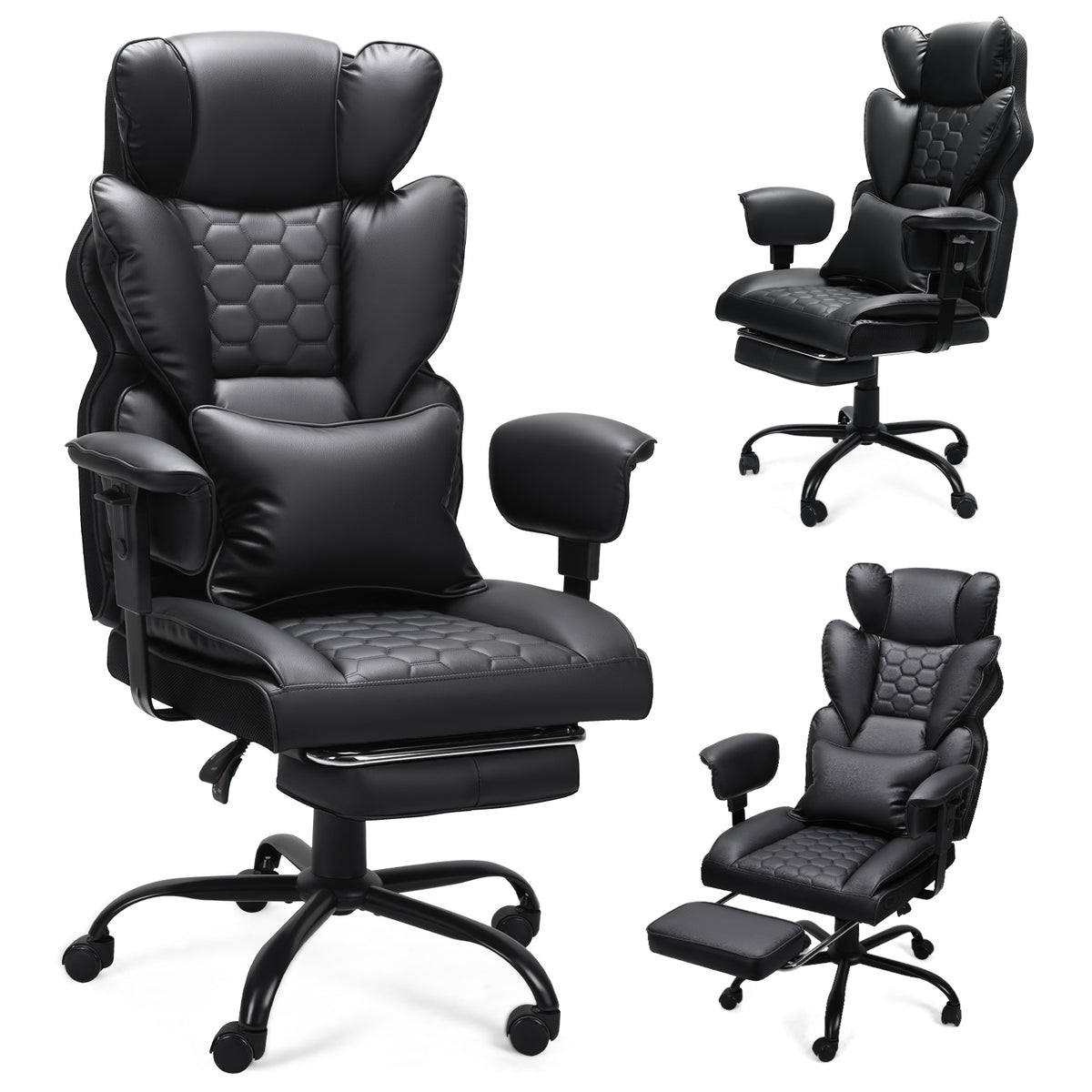 SWANEW Bürostuhl Chefsessel, Gaming Stuhl, Ergonomischer Schreibtischstuhl mit Lendenkissen