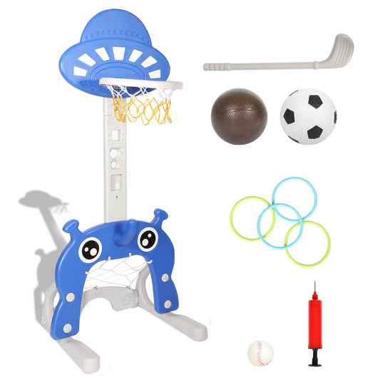 SWANEW Kinder Basketballkorb Set, 4 in1 Höhenverstellbarer Basketballständer