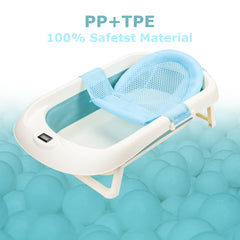 SWANEW Faltbare Baby Badewanne Babywanne mit Thermometer, Badekissen, Haarwaschbecher, babybadewanne, Babybadewanne mit gestell ab 0-3 Jahre