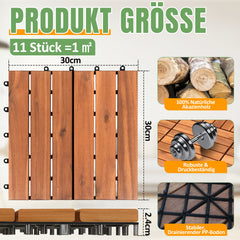 Holzfliesen 30 x 30 cm aus Akazienholz