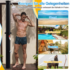 SWANEW Solardusche 20/35/40 Liter Solar Gartendusche Inkl. Schutzhaube und 180° Regenduschkopf, bis 60°C, 50 PSI Wasserdruck, ohne Stromanschluss, für den Garten Urlaub und Camping