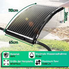 SWANEW Poolheizung Solar Solarheizung Pool 110 x 65 x 15 cm Sonnenkollektor Pool Anschluss Ø 38 mm Pool Heizungen Solar für Warmwasser Schwimmbad Gartendusche Pool