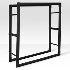 SWANEW Kaminholzregal innen metall Brennholzregal für innen außen, Kaminholzständer, Holzstapelhilfe, Schwarz