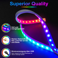 SWANEW Neon LED Strip RGBIC LED Streifen 133cm für 32 Zoll PC-Monitor, Neon Lichtband, PC Hintergrundbeleuchtung, USB Led Beleuchtung mit App-Steuerung [Energieklasse F]
