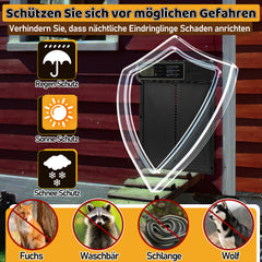 SWANEW Automatische Hühnerklappe Solar Haustierklappe Hühnerstalltür 33x24.5cm