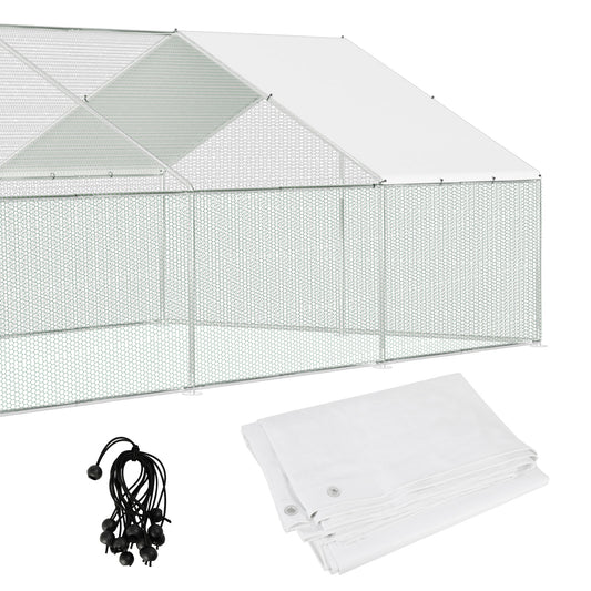 SWANEW Freilaufgehege Hühnerstall 3x6x2m, Geflügelstall mit Schloss, Hühnerhaus, Verzinkter Stahl