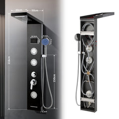 SWANEW LED Duschpaneel, Regendusche Duschsystem, 5-in-1, mit Temperaturanzeige, Edelstahl Duschsäule
