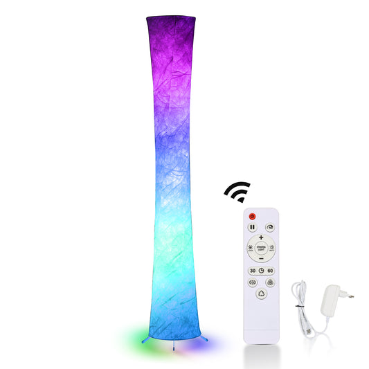 SWANEW LED-Stehlampe mit Fernbedienung und RGB-Farbwechsel, Wohnzimmer Dimmbar, 156cm Moderne weiß Stoffschirm [Energieklasse F]