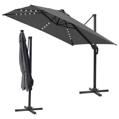 SWANEW Sonnenschirm 300 x 300 cm Solar LED Ampelschirm mit Kurbel UV50+, Drehbar und Kippbar