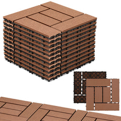 SWANEW WPC Terrassenfliesen, 30x30cm Balkon Bodenfliese, WPC Fliesen mit Klick-System, Balkonfliesen in Holzoptik, Terrassendielen Wasserfest für Terrasse