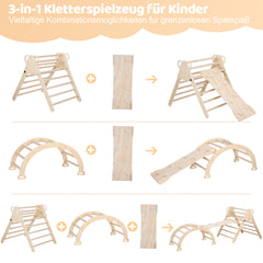 SWANEW Klettergerüst, 3-in-1 Klettergerüst mit Bogen/Rutsche/Dreieck, Indoor Lernspielzeug, Kletterdreieck, Kletterbogen kinderrutsche