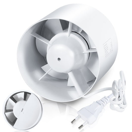 SWANEW Badlüfter Fan Rohrventilator 100mm mit Rückstauklappe Badezimmerlüfter Bad Rauchabzug Ventilator 130m³/h Rohrlüfter