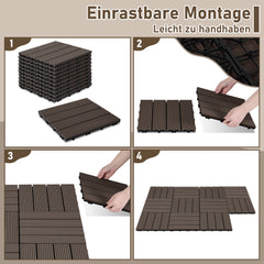 SWANEW WPC Terrassenfliesen, 30x30 cm, WPC Fliesen Balkonfliesen, 1㎡-5㎡ Klickfliese