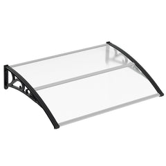 SWANEW Vordach für Haustür 100 x 300cm, 5 mm Überdachung Haustür aus Aluminium und Polycarbonat, Transparentes Pultbogenvordach, Pultvordach, Türdach für draußen Regenschutz
