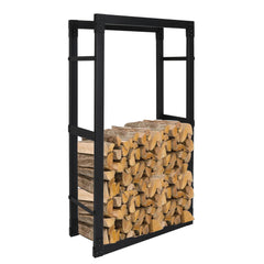 SWANEW Kaminholzregal innen metall Brennholzregal für innen außen, Kaminholzständer, Holzstapelhilfe, Schwarz