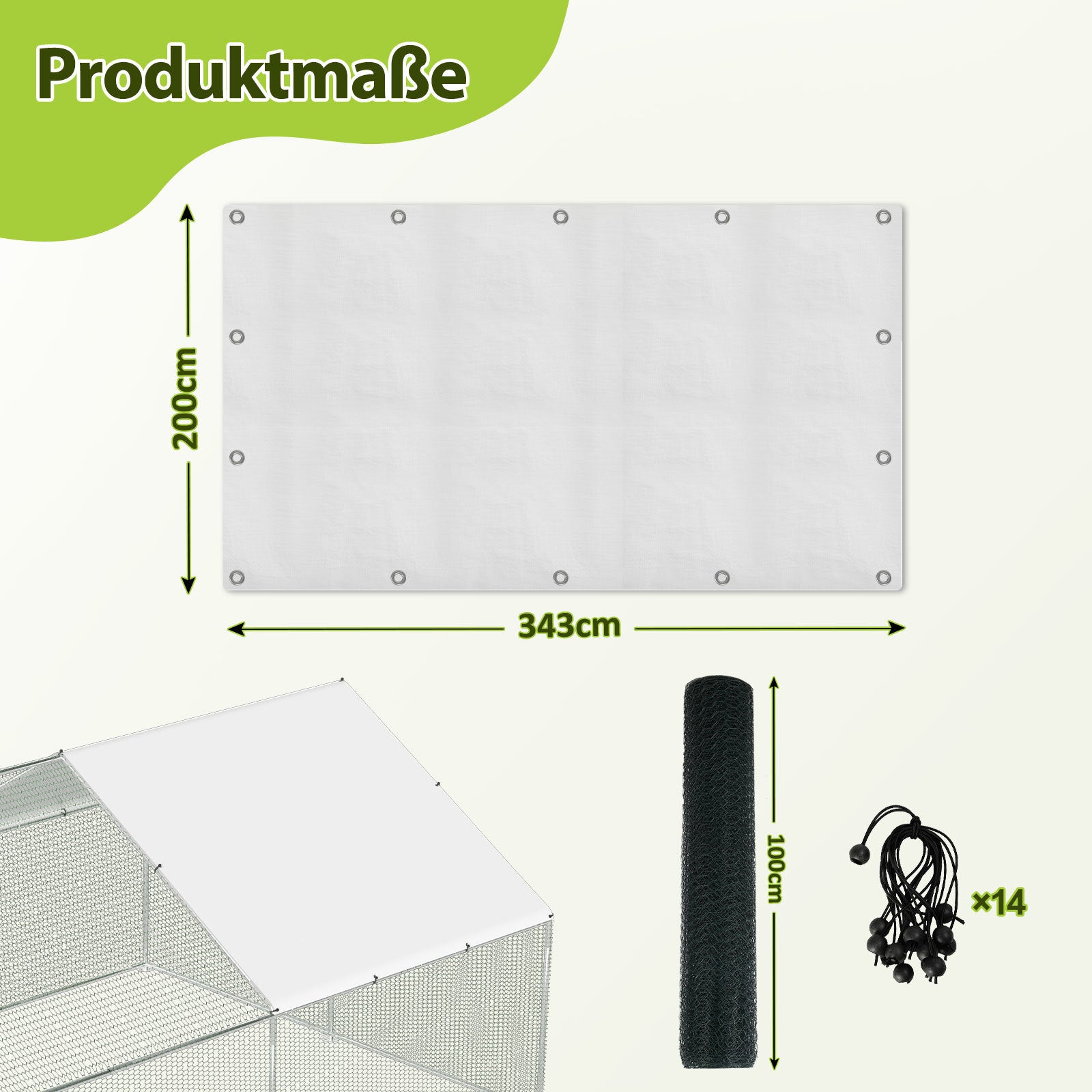 Hühnerstall Freilaufgehege 3x3x2m
