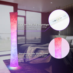 SWANEW LED-Stehlampe mit Fernbedienung und RGB-Farbwechsel, Wohnzimmer Dimmbar, 156cm Moderne weiß Stoffschirm [Energieklasse F]