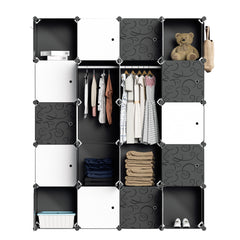 SWANEW DIY Kleiderschrank, 12/16/20 Würfel, Regalsystem, Offen Kunststoff Garderobe, Steckregal