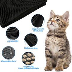 SWANEW Katzenklo Matte, 78 x 60 cm Katzenstreu Matte Waben Design Doppelte Schichte Entwurf Bienenwabe Faltbar Wasserdichte Leicht zu Reinigende Schwarz