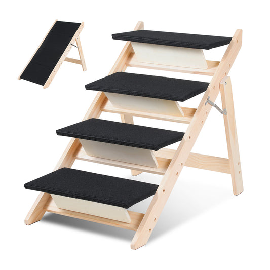 SWANEW Hundetreppe, Hunderampe, 2 in 1 Faltbar Haustiertreppe Hundetreppen, Bis 80kg