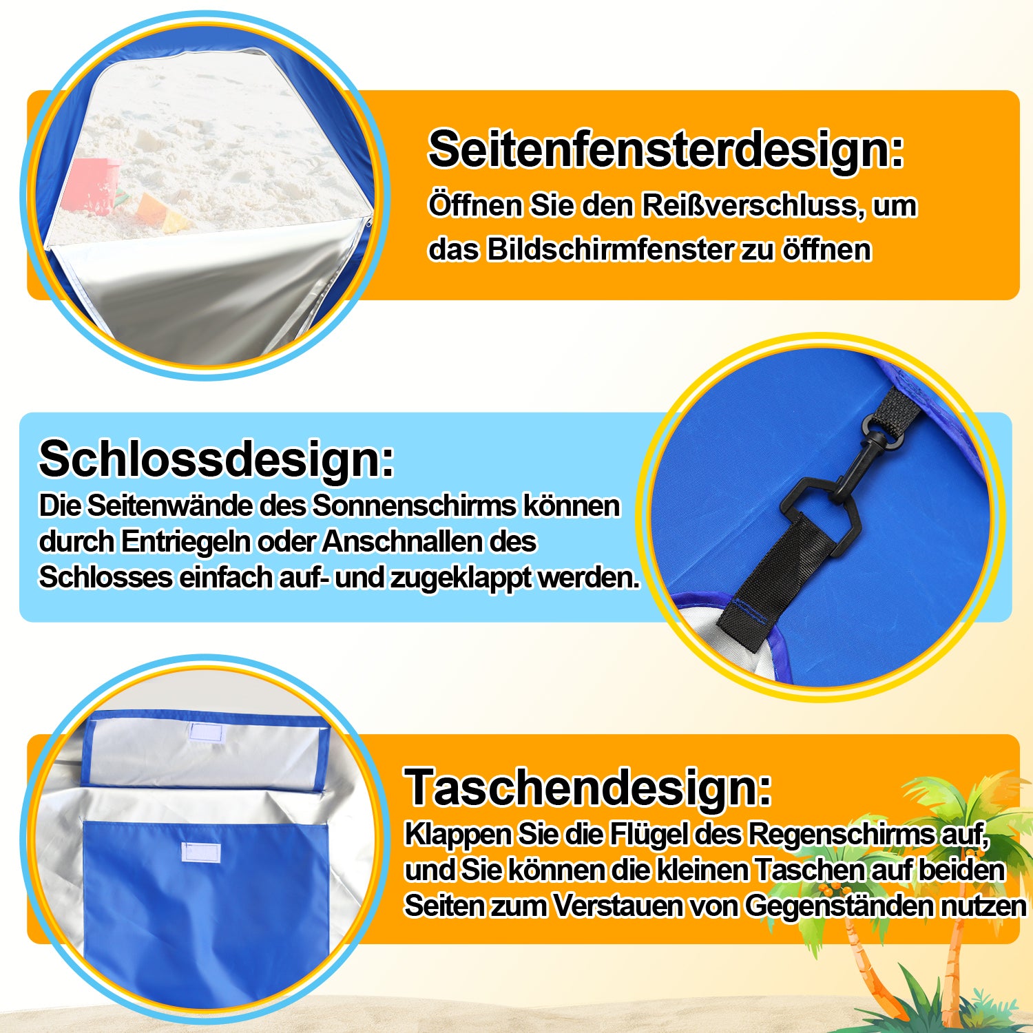 2 in 1 Sonnenschirm Alu Strandschirm 