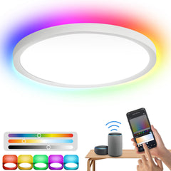 SWANEW 24W 2040LM Alexa Lampe Deckenlampe Deckenleuchte Smart Dimmbar Kompatibel mit Alexa & Google 2700K-6500K, Farbwechsel Flach Schlafzimmer Lampe, IP44 für Kinderzimmer Badezimmer