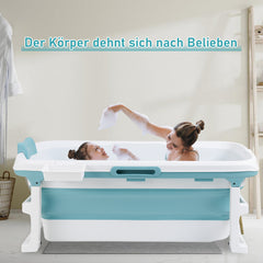 SWANEW Faltbare Badewanne Erwachsene, Tragbare mobile Badewanne mit Abdeckung & Korb, Klappbadewanne