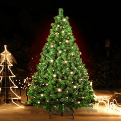 SWANEW Künstlicher Weihnachtsbaum mit Beleuchtung, PVC Automatischer Christbaum, künstlich Tannenbaum