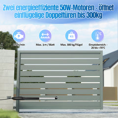 SWANEW Automatischer Flügeltorantrieb, Doppelflügeltorantrieb, mit 6 Fernbedienungen, Warnleuchte
