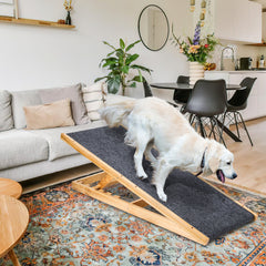 SWANEW Hunderampe 120cm lang, Hundetreppe aus Holz, Haustierrampe für kleine große Hunde und Katzen, rutschfeste klappbar, bis zu 90KG Tragkraft