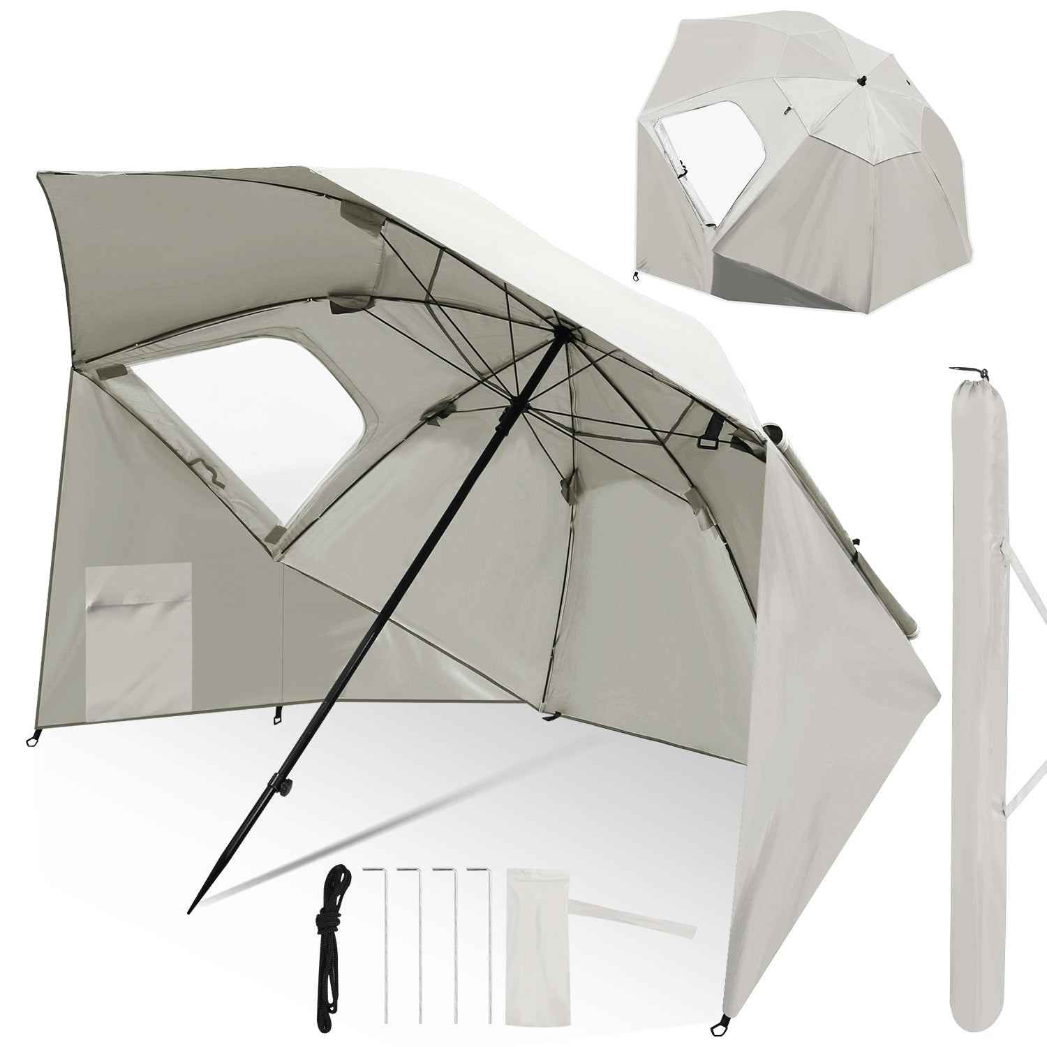 2 in 1 Sonnenschirm Alu Strandschirm 