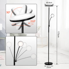 SWANEW LED Stehleuchte 27W Dimmbar Stehlampe, Deckenfluter mit 2 Lampen, Leseleuchte mit Fernbedienung, 175cm