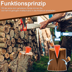 SWANEW Spaltkeil, Holz-Spaltgranate aus Carbon-Stahl 17cm Ø 7,4cm Keil Holzspaltkeil, Fällkeil Scheitkeil Drehkeil Spaltwerkzeug Keil