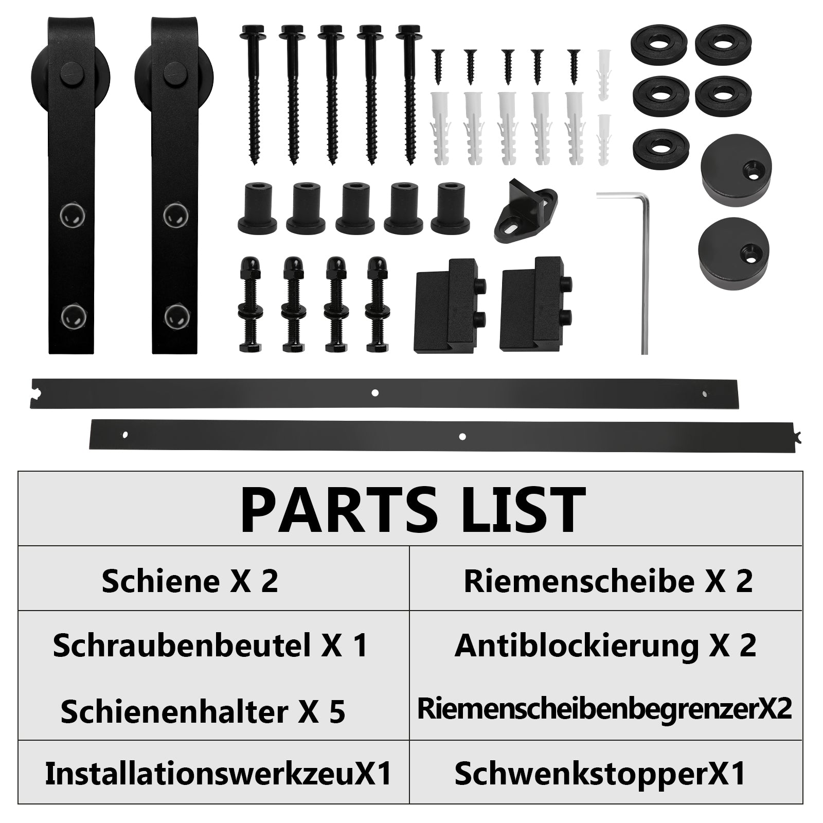 Schiebetürbeschlag Set Rechteck
