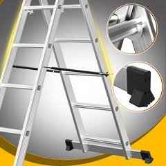 SWANEW Gerüst, Gerüstleiter, Arbeitsgerüst,  4 in 1Alu Mobile Mehrzweckleiter 2x6 Stufen