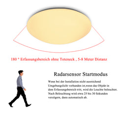 SWANEW LED Deckenlampe mit Bewegungsmelder Deckenleuchte mit Tageslichtsensor Warmweiss 12W 960 Lumen Ø24 cm