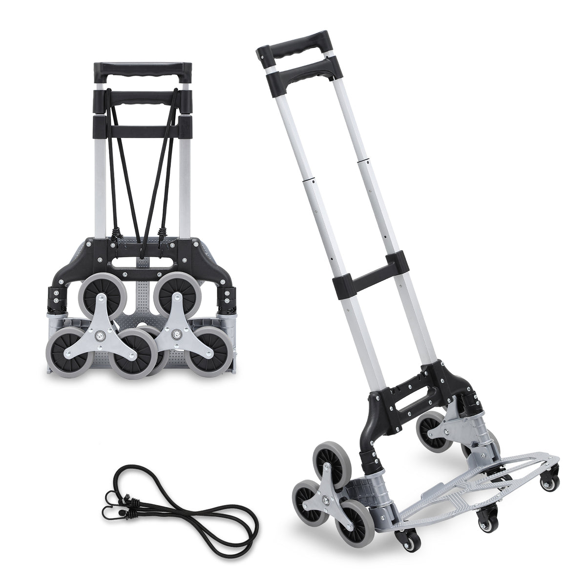 SWANEW Treppensteiger sackkarre klappbar, bis 75kg, Transportkarre extra Langer Teleskopgriff 100 cm, Aluminium treppensackkarre