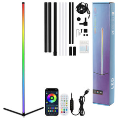 SWANEW LED Stehlampe, RGB Eckenlampe, 150 cm, dimmbar/farbeinstellbar, mit Fernbedienung, App-Steuerung, Musikmodus