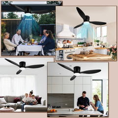 SWANEW Deckenventilator Leise mit Licht φ132cm 40W Fernbedienung Deckenventilator mit Beleuchtung LED Fan Licht 3 Flügel, Timer, 6 Geschwindigkeiten