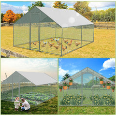 Hühnerstall Freilaufgehege, 3x3x2m, Verzinkter Stahl