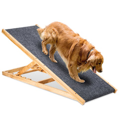 SWANEW Hunderampe 120cm lang, Hundetreppe aus Holz, Haustierrampe für kleine große Hunde und Katzen, rutschfeste klappbar, bis zu 90KG Tragkraft
