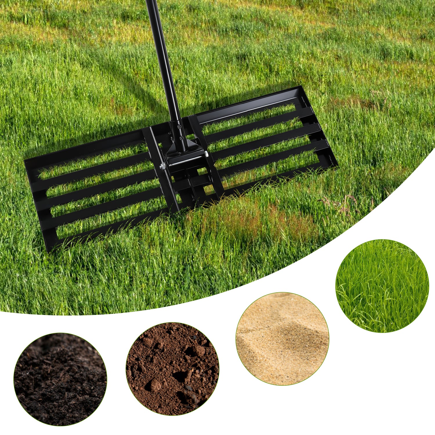 Rasenrakel 75 x 25 cm mit 2 m Stiel