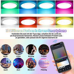 SWANEW 24W 2040LM Alexa Lampe Deckenlampe Deckenleuchte Smart Dimmbar Kompatibel mit Alexa & Google 2700K-6500K, Farbwechsel Flach Schlafzimmer Lampe, IP44 für Kinderzimmer Badezimmer